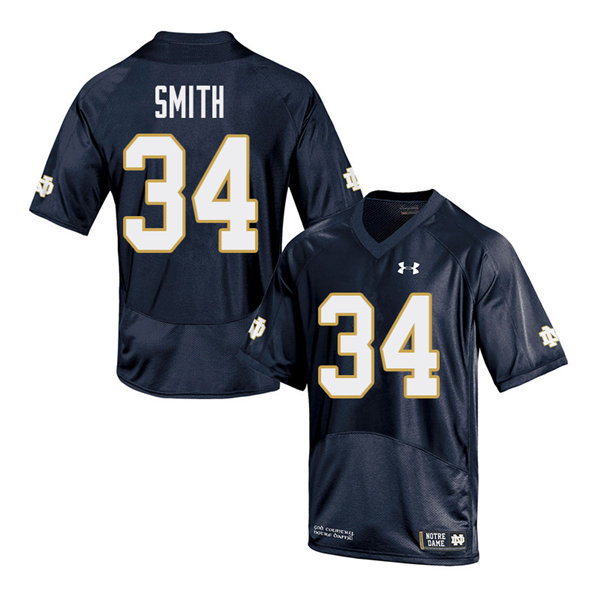 Men #34 Jahmir Smith Notre Dame Fighting Irish College Football Jerseys Sale-Navy